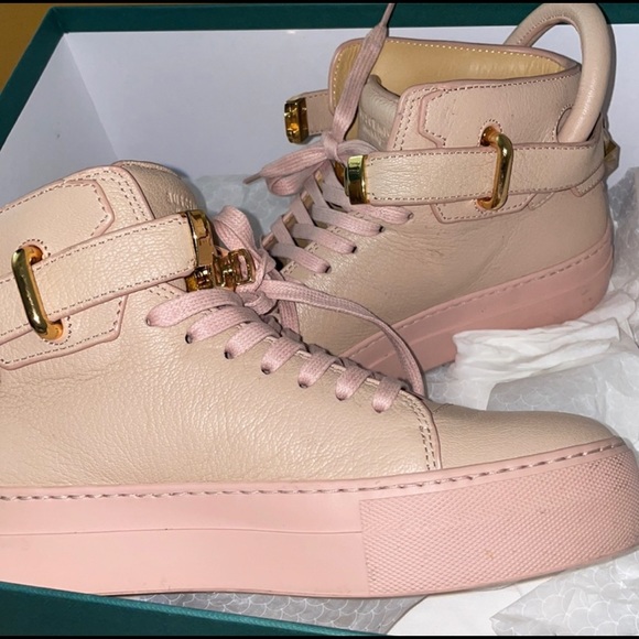 Womens BUSCEMI high-top 100MM sneaker in beige & pink size 38 - Picture 9 of 11